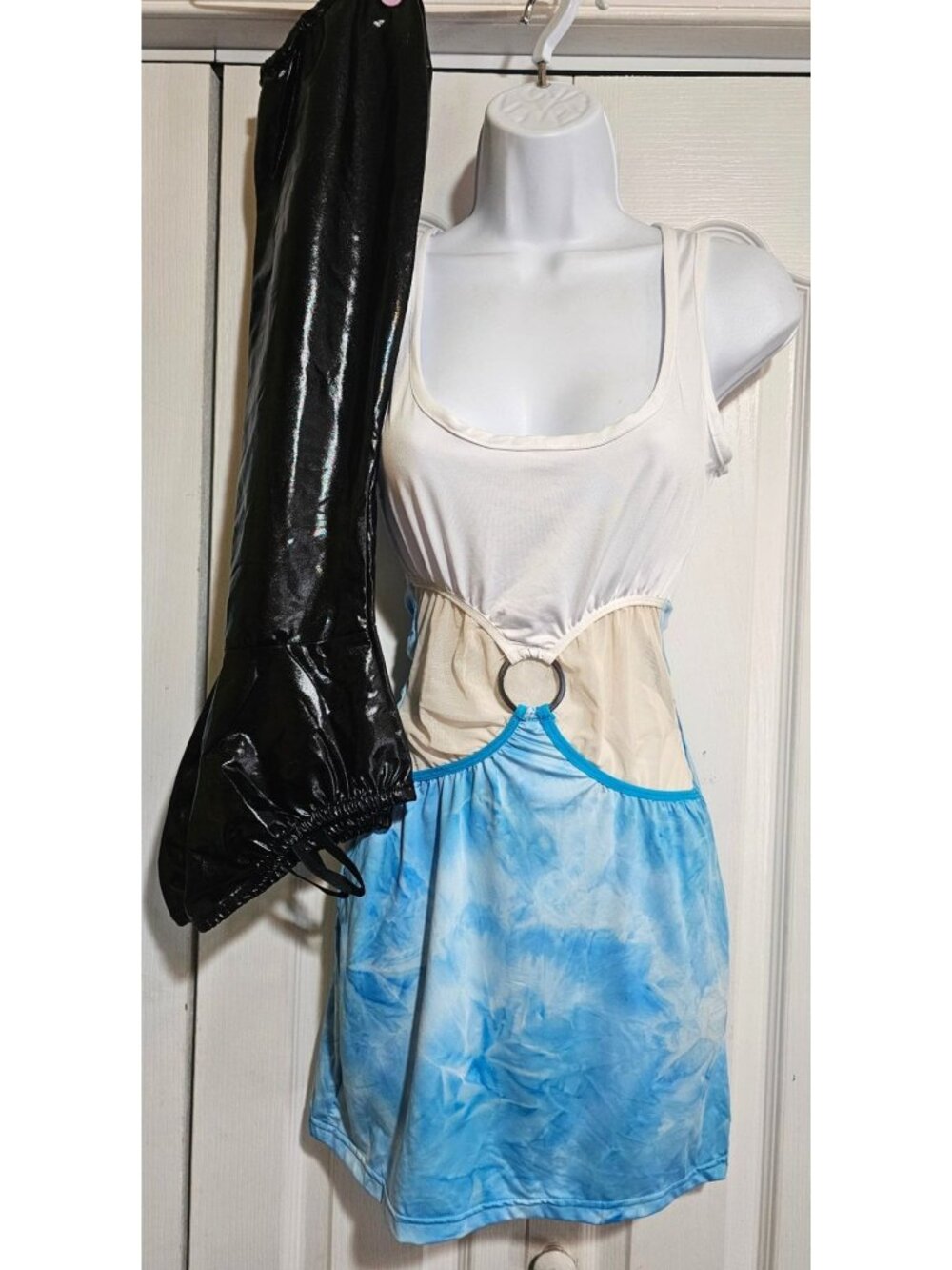 Pretty Lady Woman Costume White Tie Dye Cutout Bodycon Dress Boots Covers